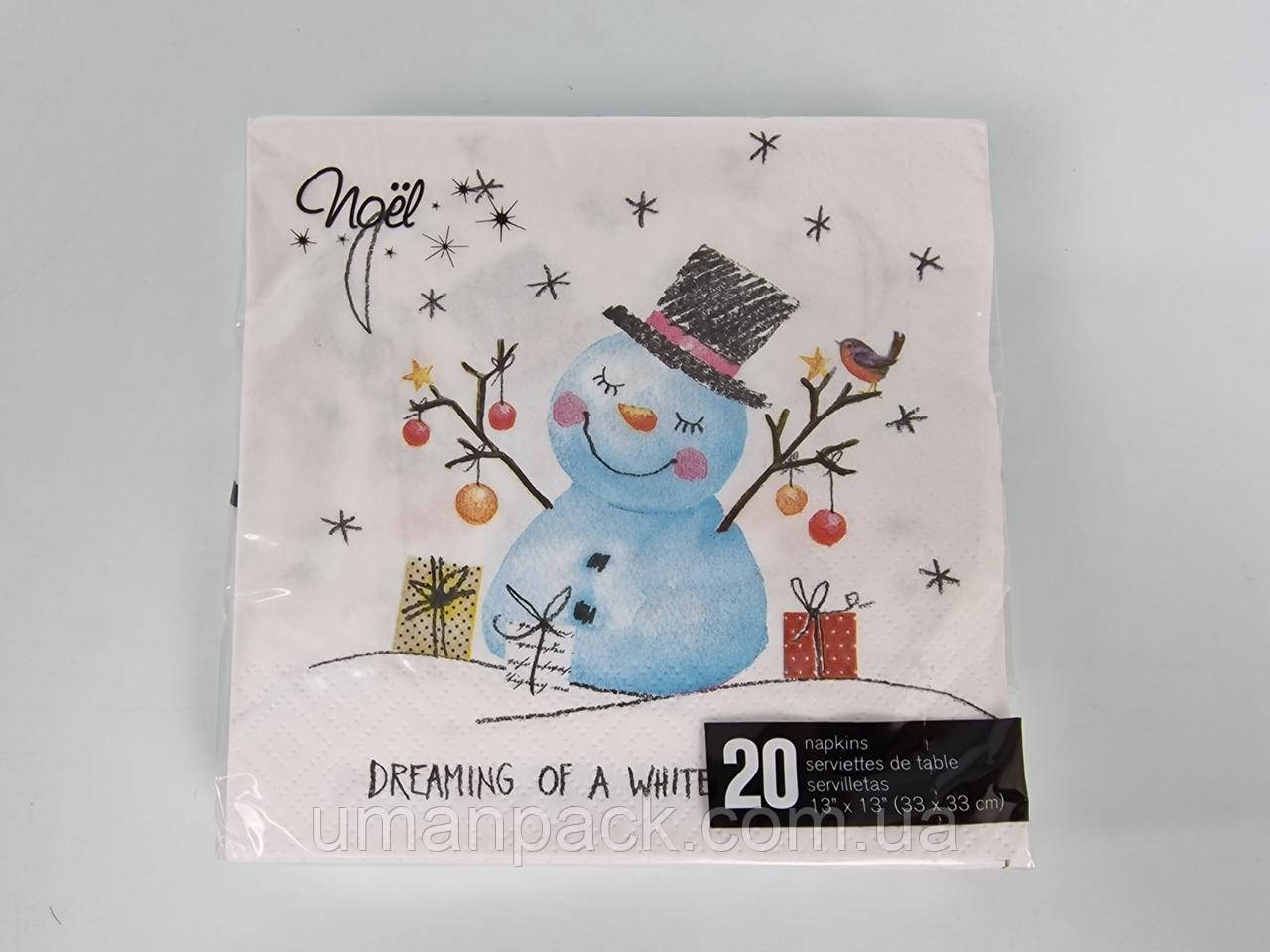 Серветки паперові новорічні (ЗЗХЗЗ, 20 шт.) VIVA новий рік малюнок No4 (1 пачка)