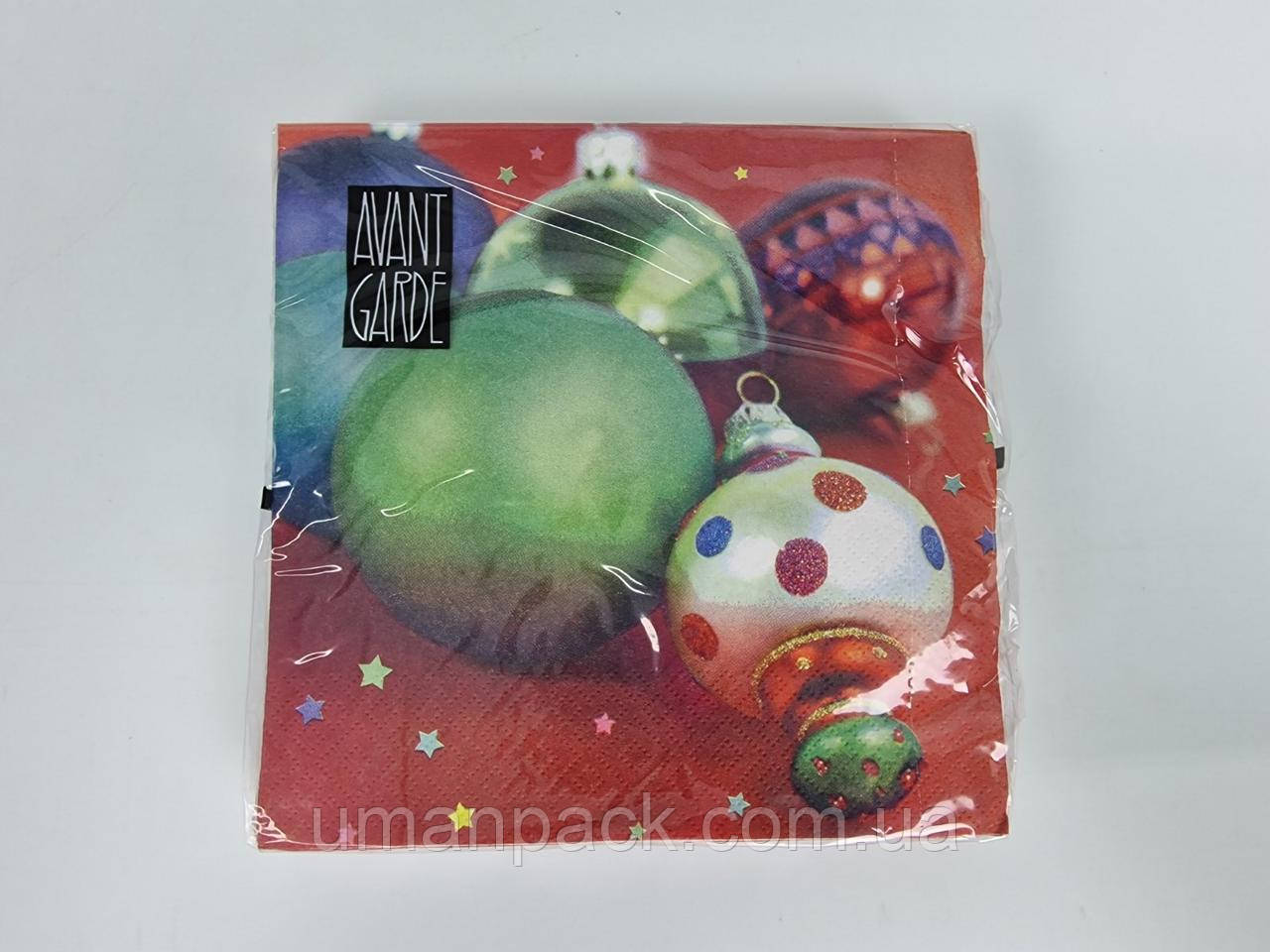 Серветки паперові новорічні (ЗЗХЗЗ, 20 шт.) VIVA новий рік малюнок No6 (1 пачка)