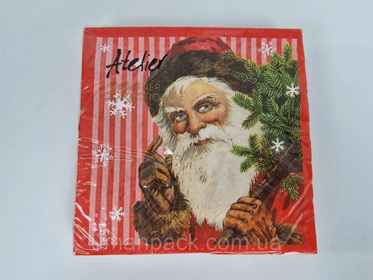 Серветки паперові новорічні (ЗЗХЗЗ, 20 шт.) VIVA новий рік малюнок No7 (1 пачка)