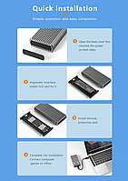 Зовнішня кишеня для M2 SSD NVMe (PCIe) і NGFF (Sata) USB 3.1 Type-C Blueendless 2808SN RGB Original, фото 6