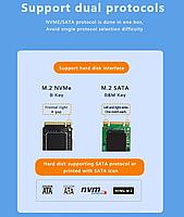 Зовнішня кишеня для M2 SSD NVMe (PCIe) і NGFF (Sata) USB 3.1 Type-C Blueendless 2808SN RGB Original, фото 10