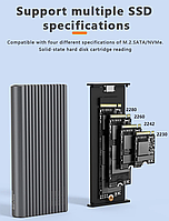 Зовнішня кишеня для M2 SSD NVMe (PCIe) і NGFF (Sata) USB 3.1 Type-C Blueendless 2808SN RGB Original, фото 11