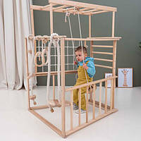 Скандинавський дитячий тренажер: мотузкова сітка, гімнастичні кільця, дитячі гойдалки, ігровий килимок, шведська стінка