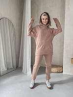 Теплый спортивный костюм на флисе бежевого цвета Мерлини Лекко 100000171, размер S-M (42-44)