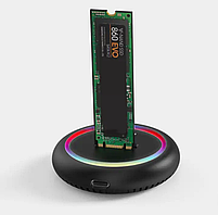 Док станція для M2 SSD NVMe (PCIe) та NGFF (Sata) USB 3.1 Gen2 Type-C Blueendless SD03C RGB Original, фото 10