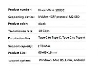 Док станція для M2 SSD NVMe (PCIe) та NGFF (Sata) USB 3.1 Gen2 Type-C Blueendless SD03C RGB Original, фото 9