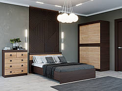 Спальний Комплект Соната 15, Венге темний, Дуб крафт золотий