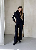 Теплый костюм с широкими штанами и худи черный Мерлини Тулон 100001061, размер S-M (42-44)