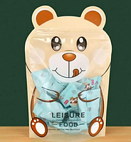 Пакет дитячий з малюнком Ведмідь і зіп застібкою фігурний харчовий 22х15 см для солодощів, сухофруктів, горіхів