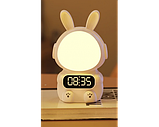 Дитячий нічник у формі кролика з під'єднанням до годинника, спальний приліжковий нічник, мила дитяча лампа, фото 6