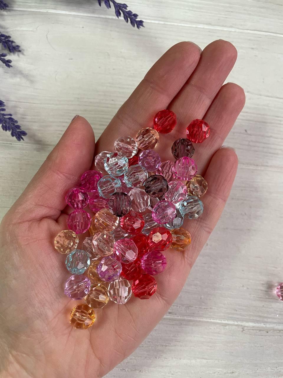 Намистини круглі "  Кришталеві" 10 мм, світлий  мікс 500 грам