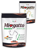 Сухой корм для кошек Miogatto Sensitive индейка 400 g 2 шт + 720 g корма с курицей (Промонабор 1,52 kg)