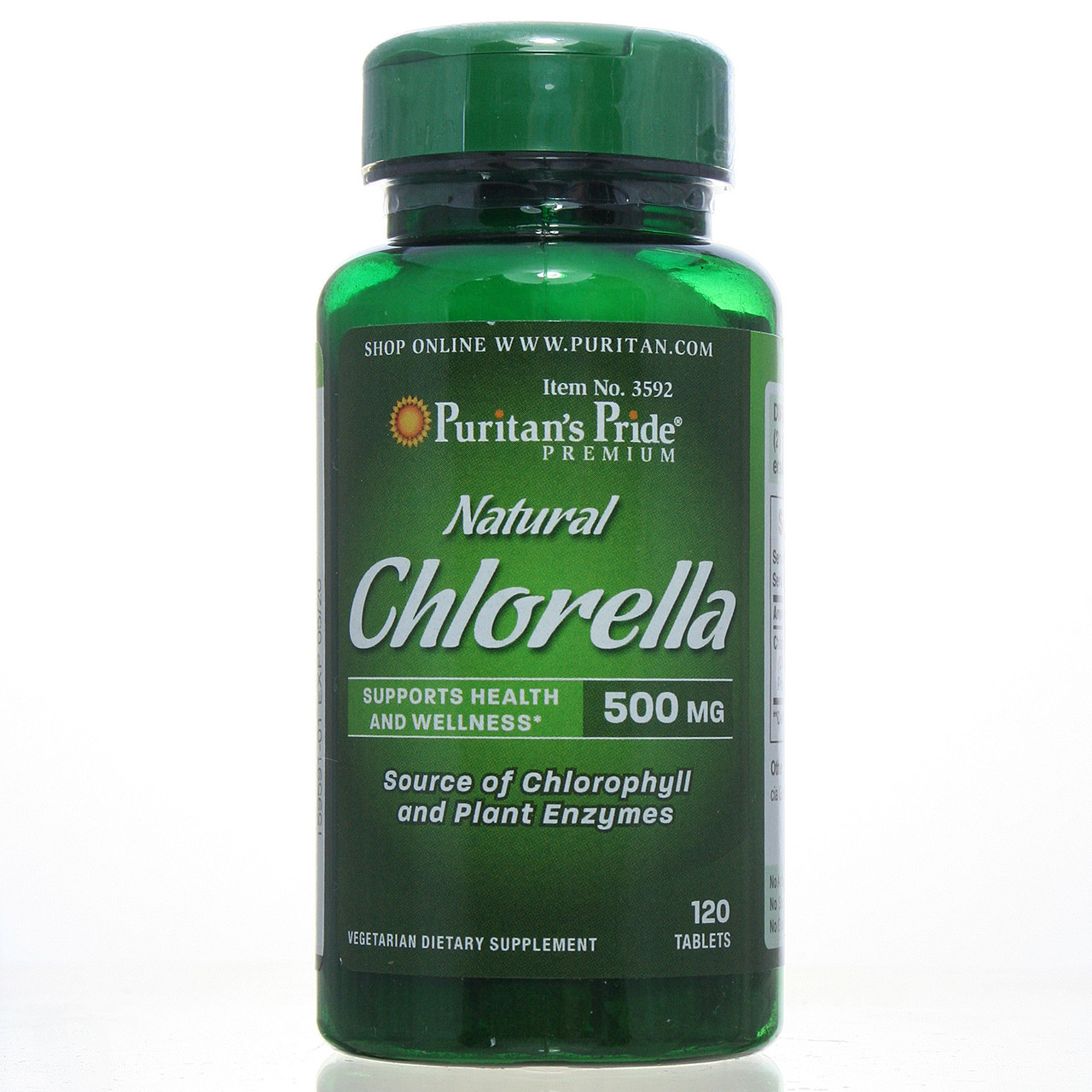 Хлорела, Natural Chlorella, Puritan's Pride, 500 мг, 120 таблеток, знижка