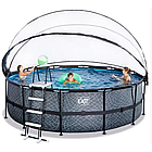 Круглий каркасний басейн Exit Toys (450 х 122 см) камінь, з куполом, пісочним фільтром і драбиною, фото 3