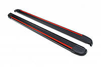 Боковые пороги Maya Red-Black (2 шт., алюминий) для Volkswagen Amarok 2010-2022 гг