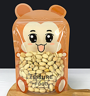 Пакет дитячий прозорий з малюнком мавпа руда та зип застібкою, пакет фігурний для продуктів харчовий 20х15 см