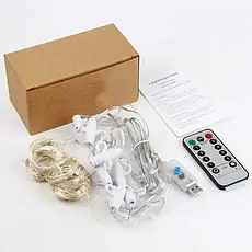 Світлодіодна гірлянда штора LED Light 3х2 метри від USB + пульт Теплий SF-19, фото 5