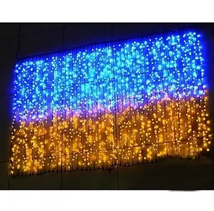 Патріотична гірлянда штора Прапор України 3х2м 160 LED, фото 1