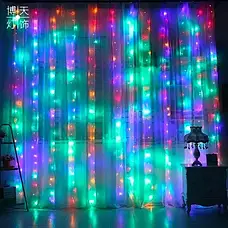 Світлодіодна гірлянда штора 3х2 м з пультом від USB 200 LED RGB, фото 5