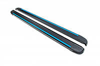 Боковые пороги Maya Blue-Black (2 шт., алюминий) для Volkswagen Amarok 2010-2022 гг