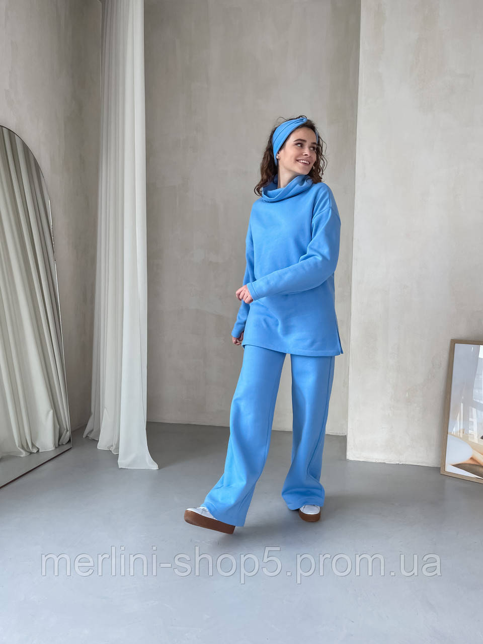 Теплый костюм на флисе голубого цвета от украинского производителя Марсала 100000202, размер S-M (42-44) - фото 2 - id-p2035249105