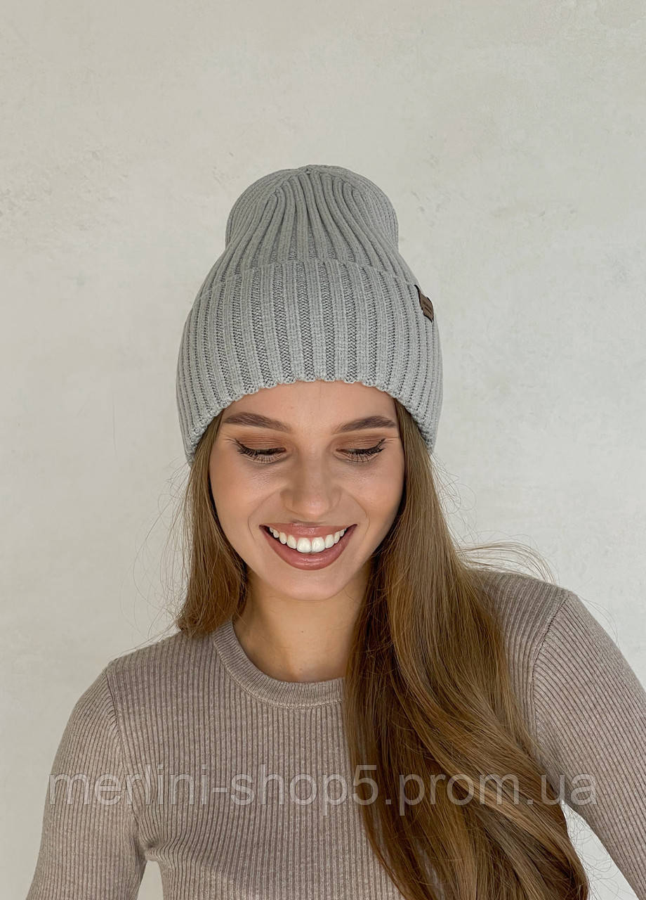 Теплая зимняя кашемировая женская шапка с отворотом на флисовой подкладке от украинского производителя 500120 - фото 3 - id-p2035249125