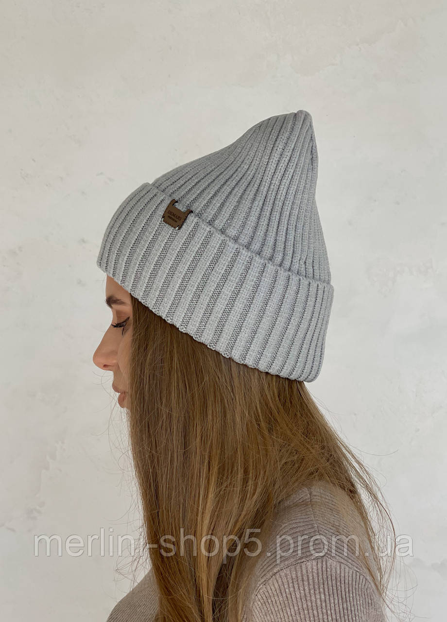 Теплая зимняя кашемировая женская шапка с отворотом на флисовой подкладке от украинского производителя 500120 - фото 4 - id-p2035249125