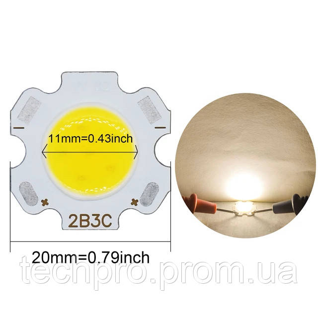 Светодиодный модуль COB LED 2B3C 3W 4000K Натуральный белый - фото 1 - id-p2035256049