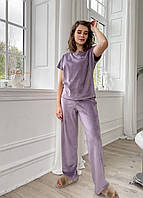 Велюровая женская пижама: брюки, футболка темно-пудрового цвета от украинского производителя Медио 100000303,