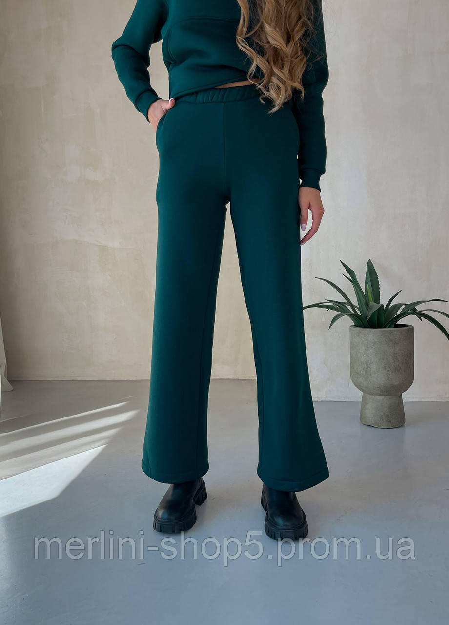 Теплый костюм с широкими штанами и худи зелёный от украинского производителя Тулон 100001062, размер S-M - фото 6 - id-p2035249525