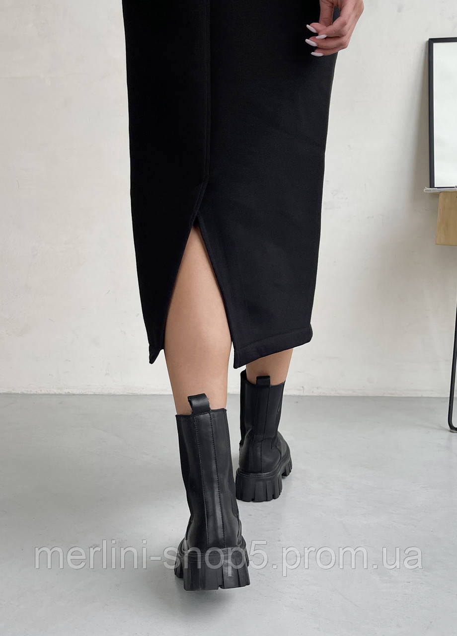 Зимнее теплое платье ниже колена на молнии черный от украинского производителя Антони 700001041, размер S-M - фото 7 - id-p2035249669