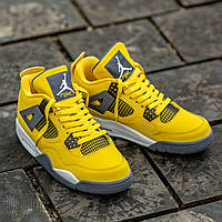 Желтые кожаные женские кроссовки Nike Air Jordan 4 SE Yellow
