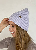 Теплая зимняя кашемировая женская шапка с отворотом на флисовой подкладке DM 500131