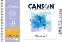 '' Альбом для акварели Canson Montval 300г/кв.м, 21*29,7см, 12 листов, Целлюлоза, Fin, на спирали 0807-160