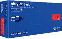 Перчатки медицинские нитриловые Mercator Medical Nitrylex Basic синие размер L (100 шт/50 пар/уп)