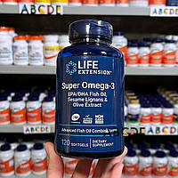 Life Extension, Super Omega-3, риб'ячий жир Омега 3 з лігнаном кунжуту і екстрактом оливи, 120 капсул