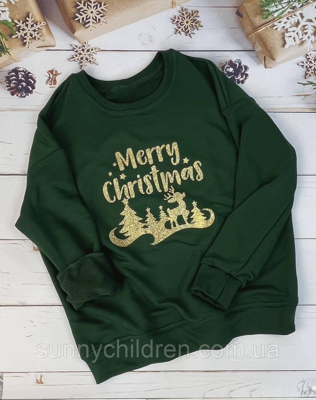 Світшот Merry Christmas зелений