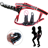 Труси з потрійним реалістичним фаллоімітатором, Вагінальні та анальний фалос, потрійний страпон, Інтимні іграшки, фото 6