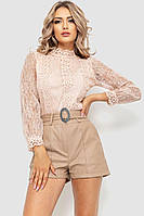 Блуза женская классическая гипюровая, цвет пудровый, размер S-M, 204R154