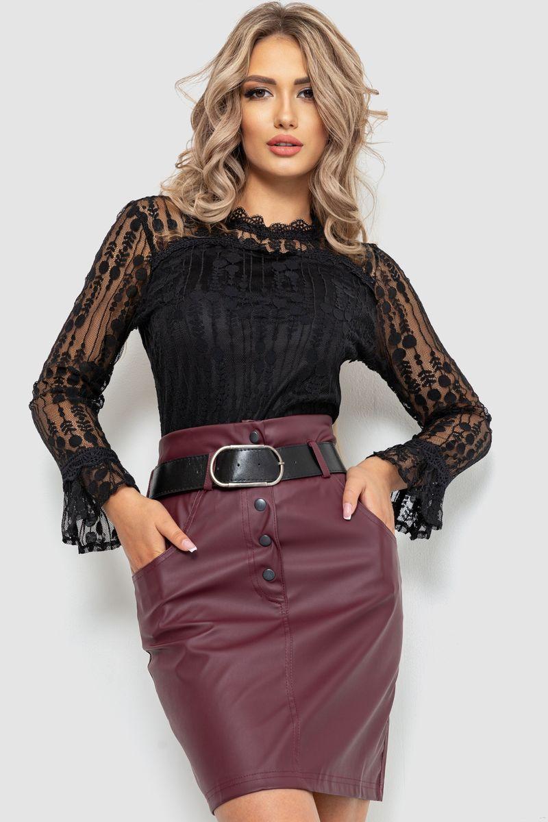 Блуза жіноча класична гіпюрова, колір чорний, розмір S-M, 204R156