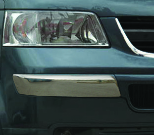 Куточки на передній бампер (2 шт., нерж) Carmos - Турецька сталь для Volkswagen T5 Transporter 2003-2010 рр
