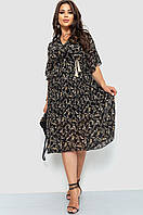 Платье шифоновое, цвет черно-бежевый, размер L-XL, 204R1886-1