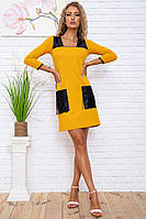 Нарядное платье мини, горчичного цвета, размер 36, 131R360