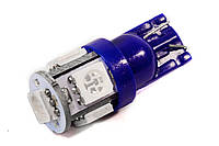 Светодиодная лампа AllLight T10 5 диодов 5050 W2,1x9,5d 12V BLUE