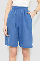 Шорты женские свободного кроя ткань лен, цвет джинс, размер S, 177R023