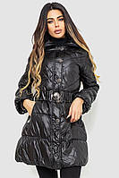 Куртка жіноча з поясом, колір чорний, розмір L, 235R803