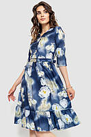 Платье с цветочным принтом, цвет сине-серый, размер S, 230R040-6