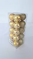 Ялинкові кулі в упаковці 20 штук діаметром 4 см золото
