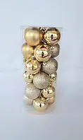 Кулі ялинкові 24 штуки в упаковці діаметром 6 см золото