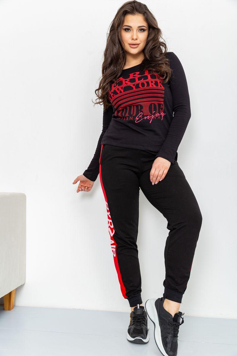 Спорт штаны женские двухнитка, цвет черно-красный, размер 5XL, 219RB-3002 - фото 2 - id-p2035342217